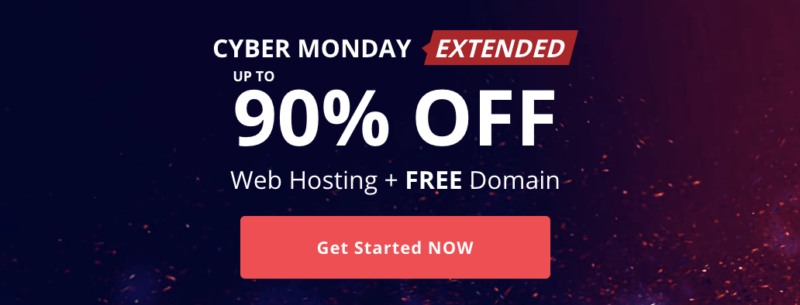 Hostinger ad for cheap web hosting for Cyber Monday