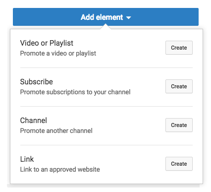 Four CTA options in YouTube