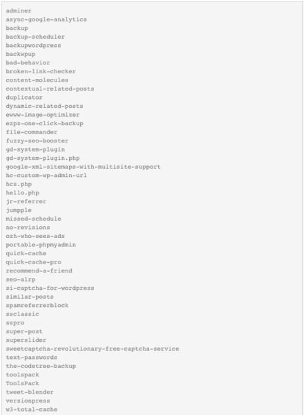 Partial list of banned plugins on WP Engine