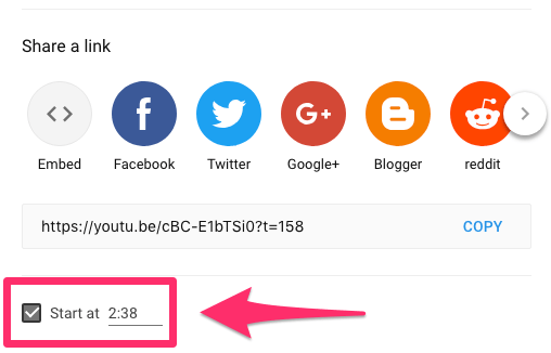 YouTube start at timestamp