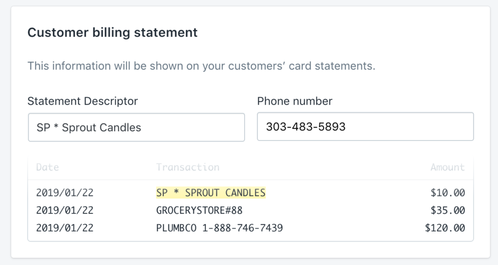 Ecommerce Site - Billing Statement