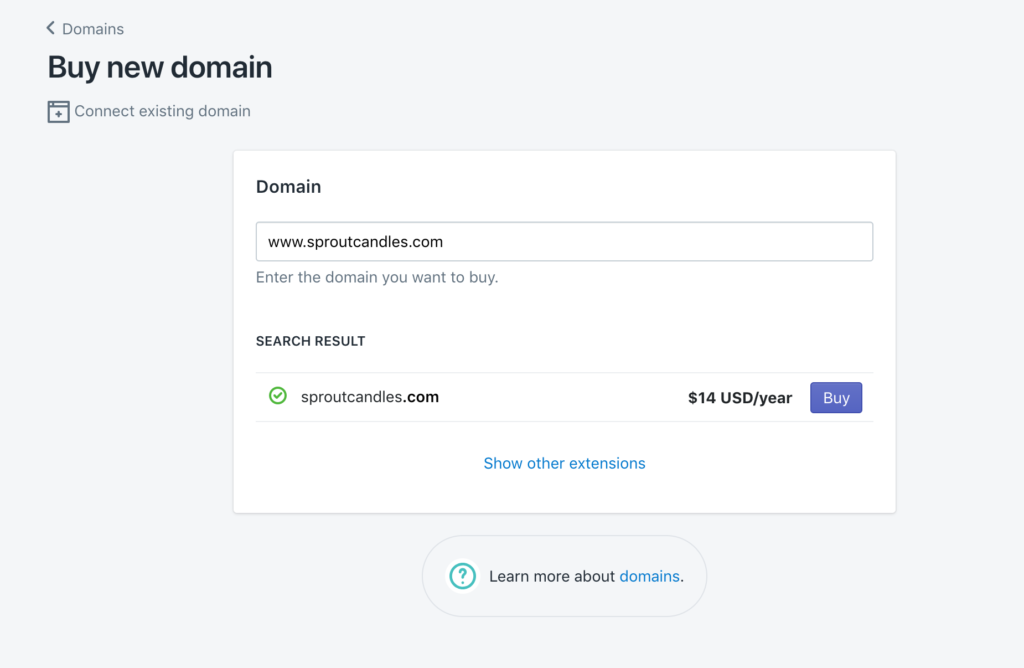 Ecommerce Site - Shopify Buy Domain