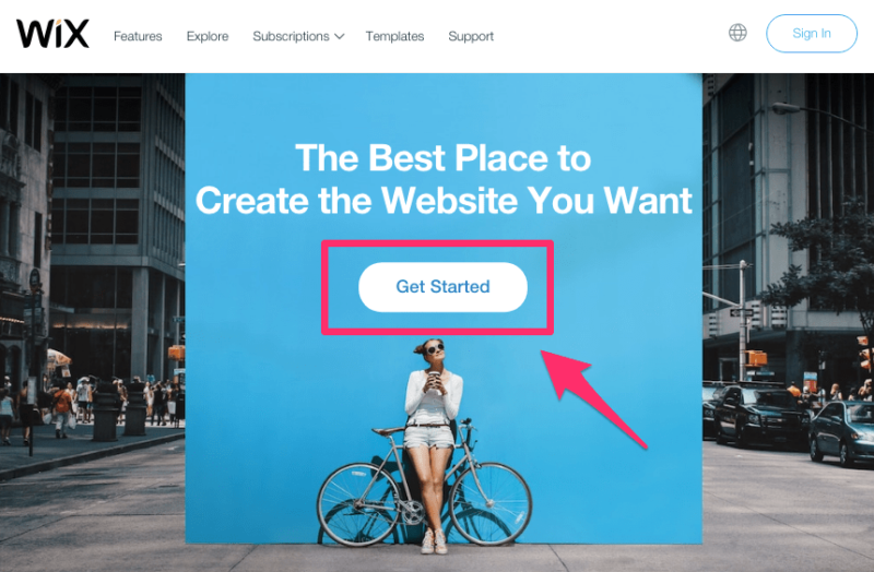 Make a Wix website get started button