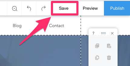 Wix website editor save button