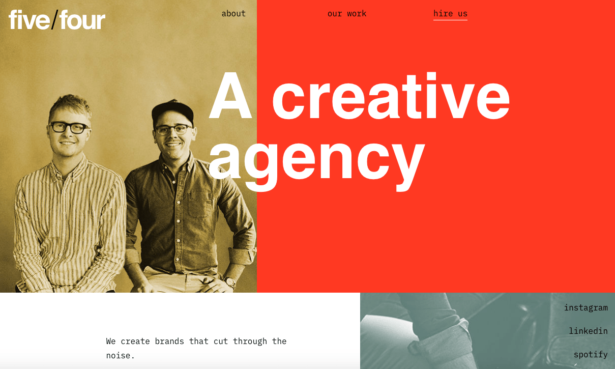 Red color palette for a creative agency website