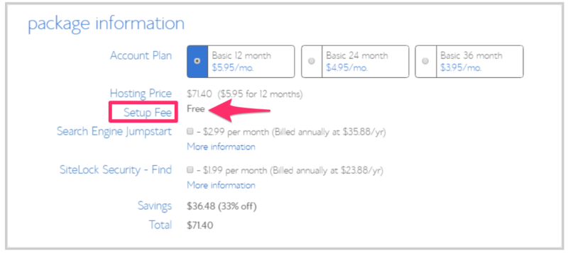 Web Hosting Setup Fees