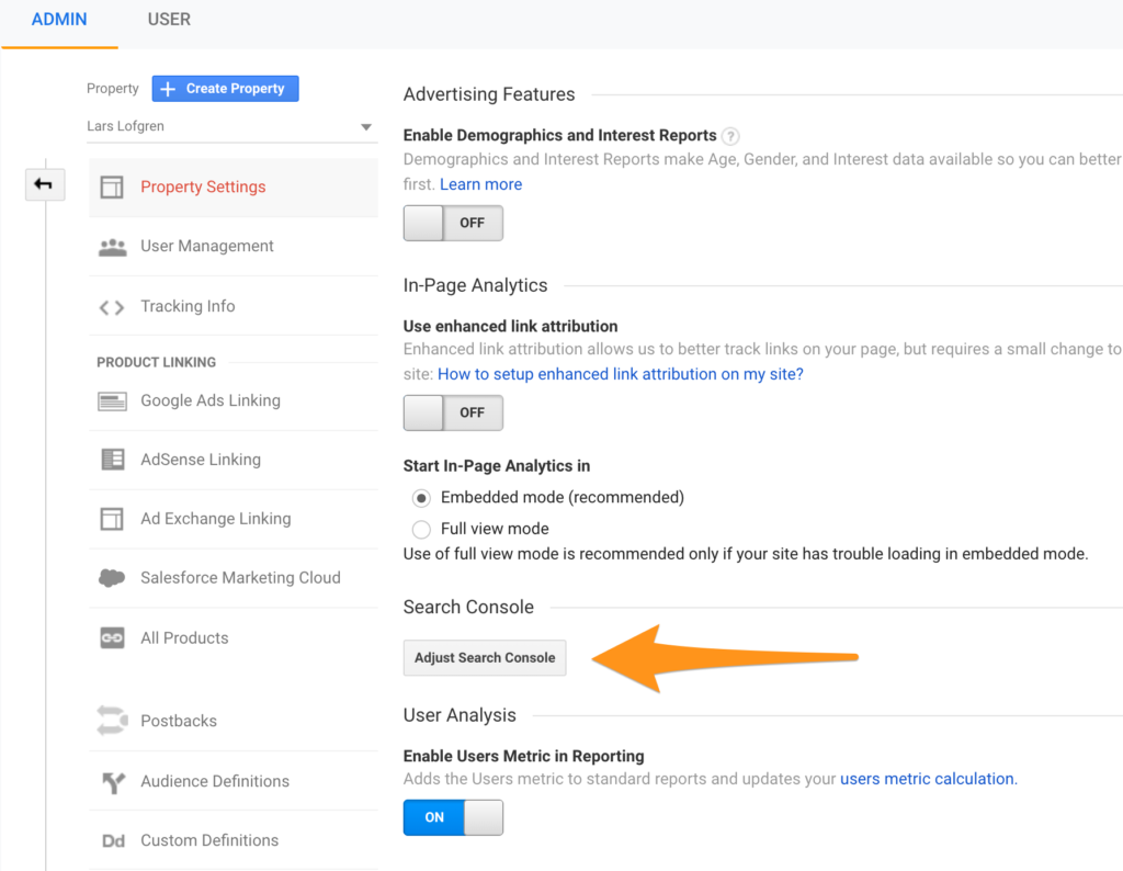 Google Search Console Settings