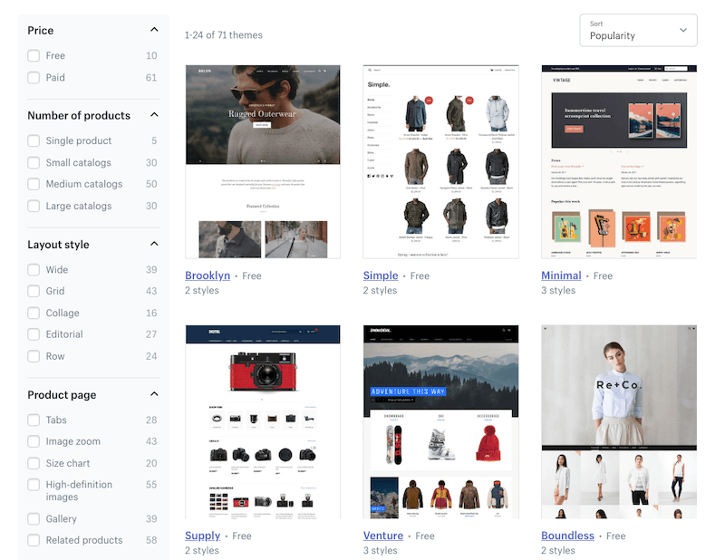 Shopify ecommerce themes