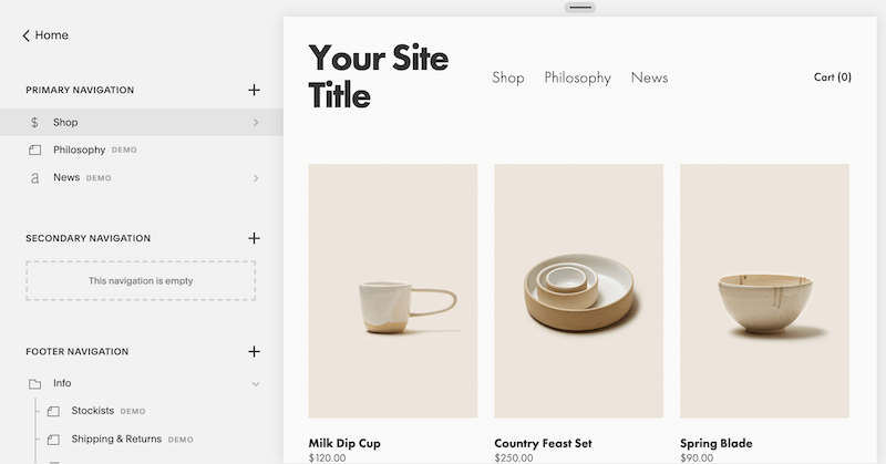 Squarespace drag-and-drop online store builder