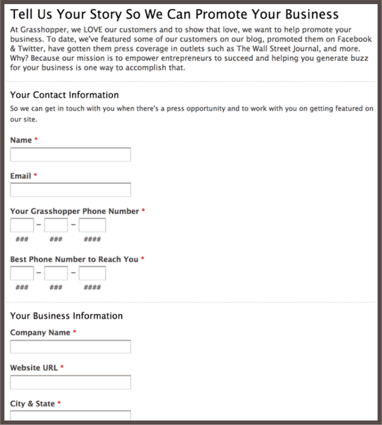 Grasshopper PR Story Form