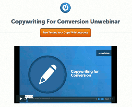 Unbounce Webinar Example