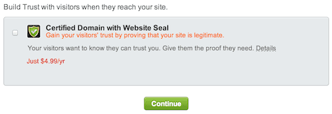 godaddy website seal upsell