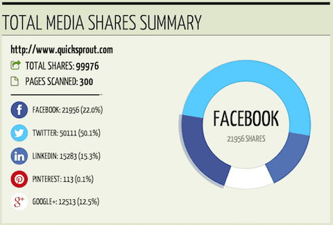 website analyzer page shares summary