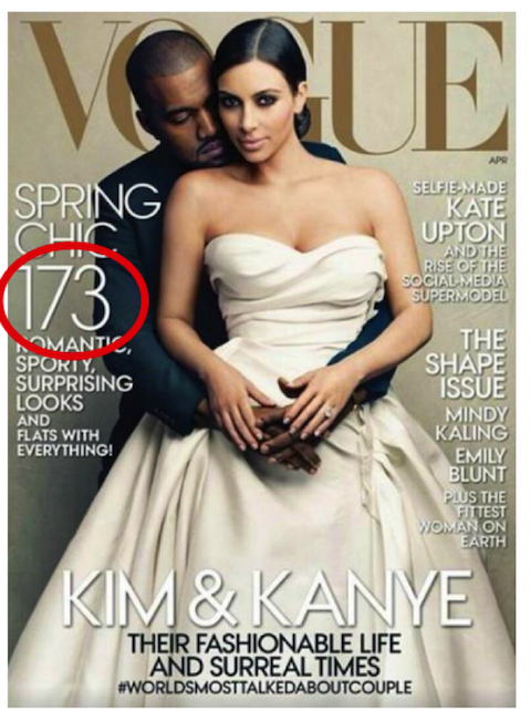 Screenshot of vogue magazine cover with Kim & Kanye. 
