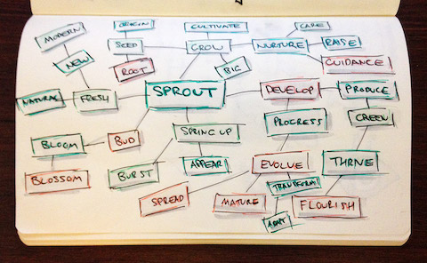 Mind mapping the word Sprout