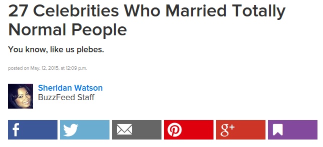 Example of article: 27 celebrities who married totally normal people.
