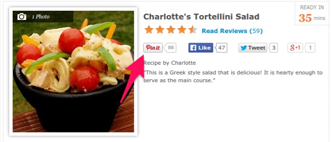Example of a pinterest post with pin it function.
