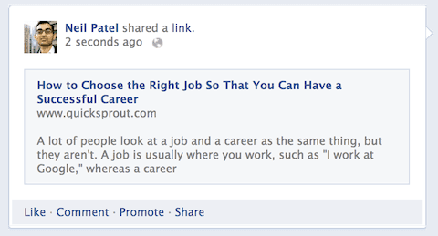 Example of social media pulling data from a post.