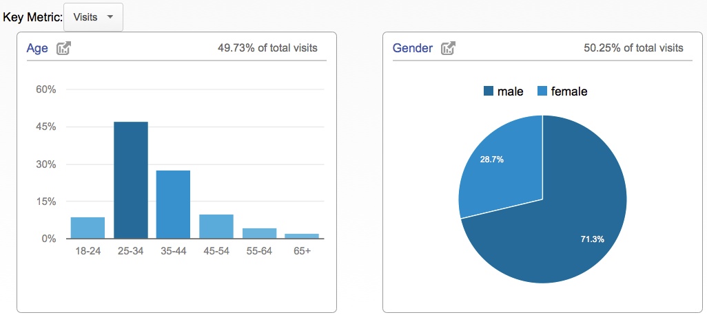 Example information and data in graph form for age and gender.