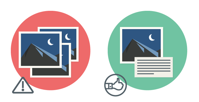 Infographic showing the image per text/content best practice. 