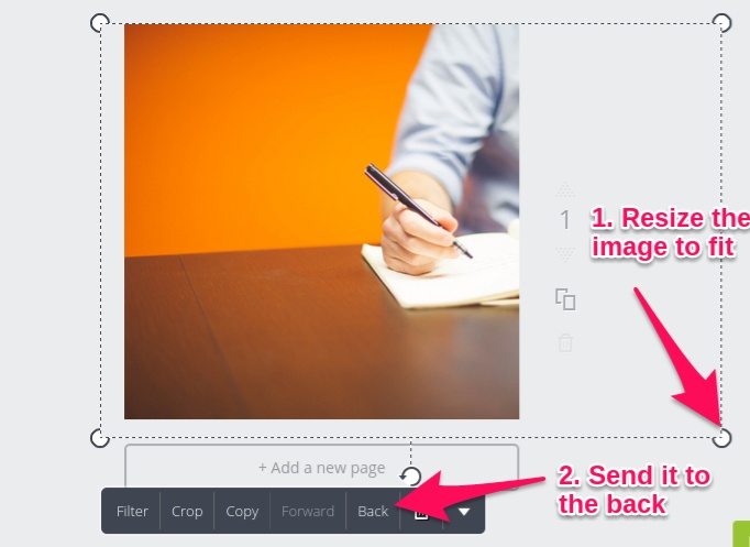Canva resize tool example