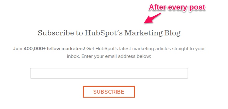 Subscribe to HubSpot's marketing Blog example.
