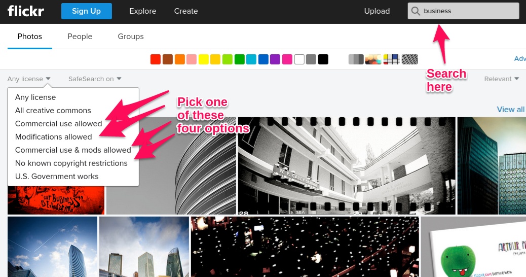 flickr image search screen