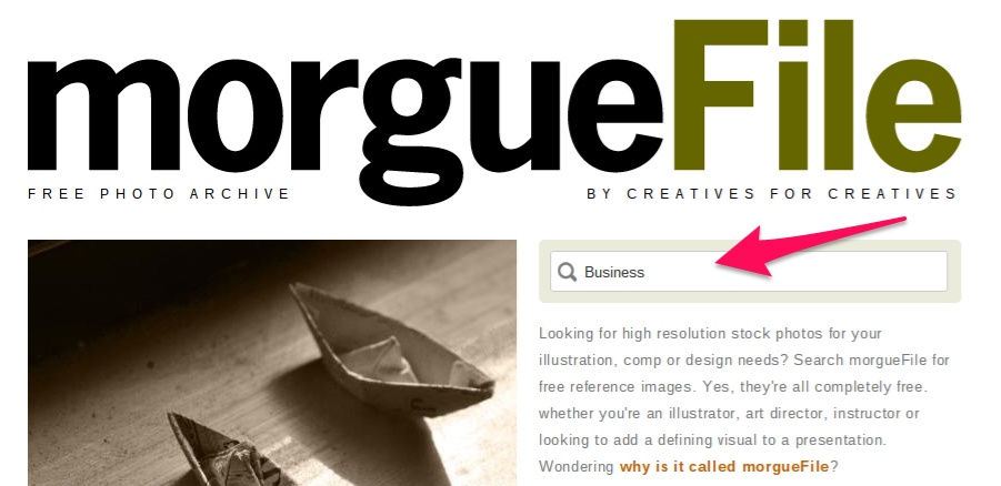 MorgueFile image search screen