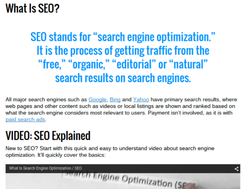 SEO on Search Engine Land goes through all the basics of how SEO works