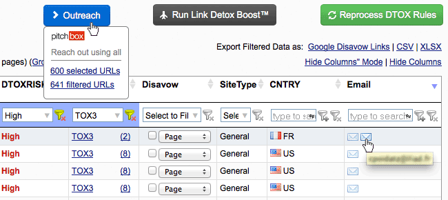 Pitchbox Outreach example