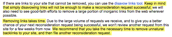 Google suggestions and prompts for acceptable and non-acceptable actions to take for review request