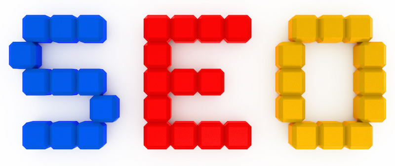 Image graphic of the acronym SEO in colorful letters. 