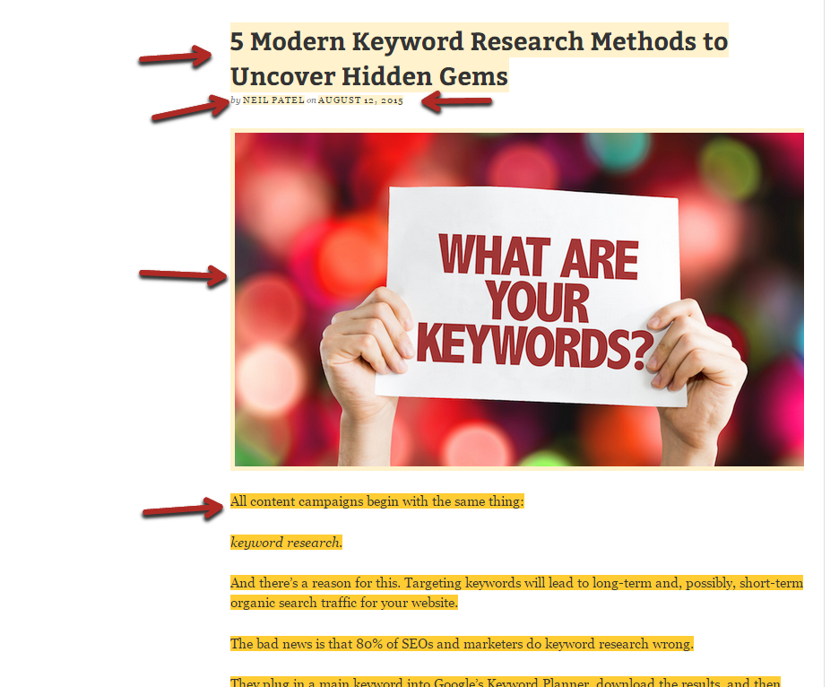 image02 Image with arrows showing several schema elements on the live article.