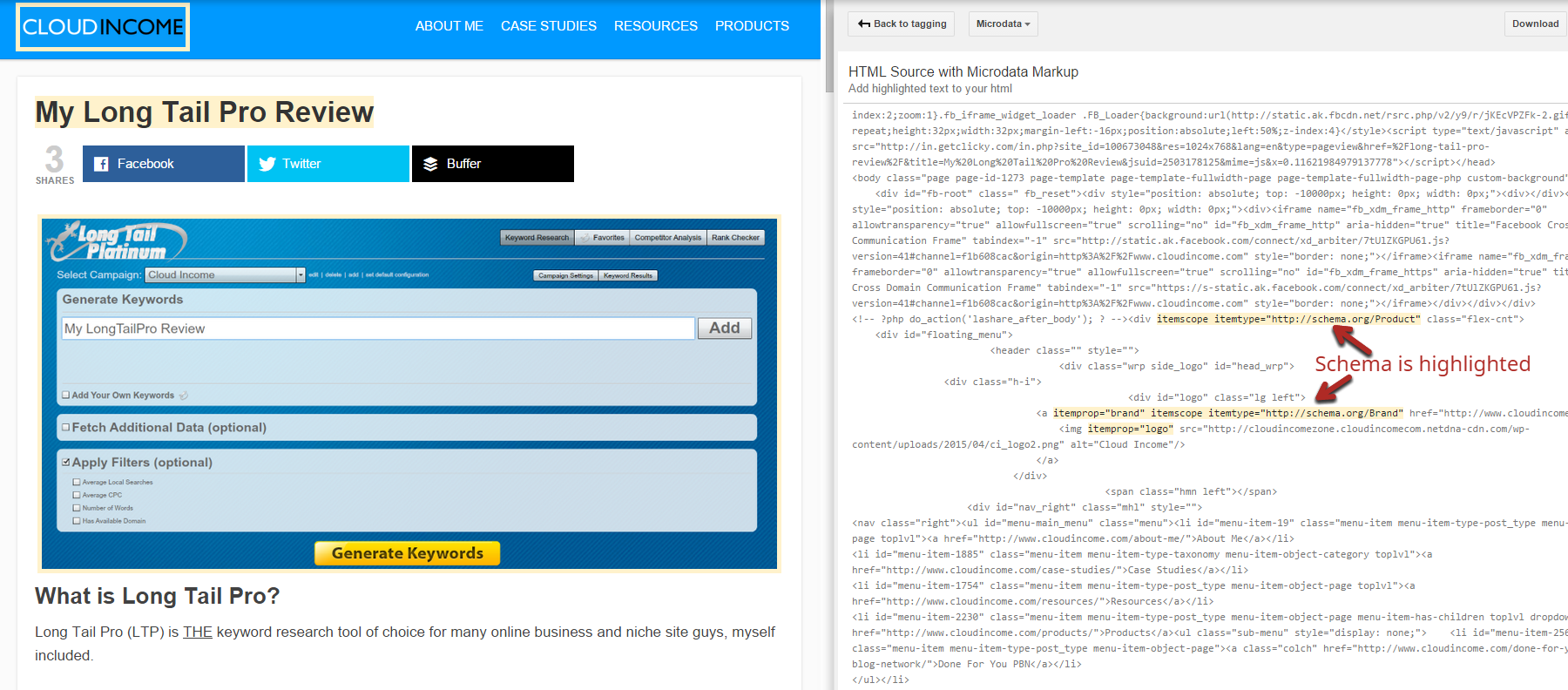 image18 Image highlighting the new source code with added schema HTML in yellow.