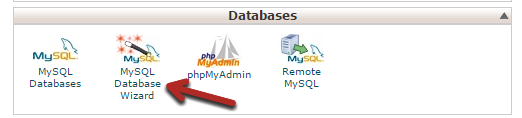 Databases MySQL Database wizard screen