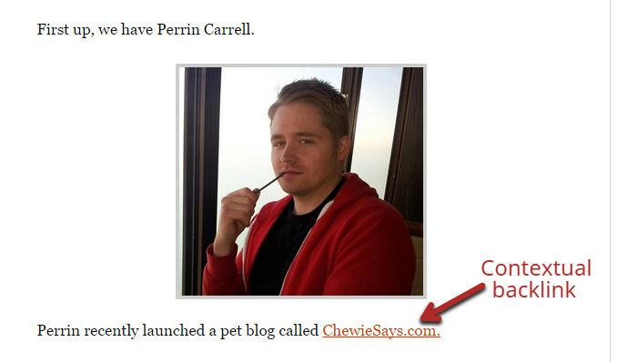Image of Perrin Carrell with a contextual backlink