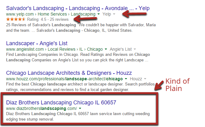 Image of local business search results.