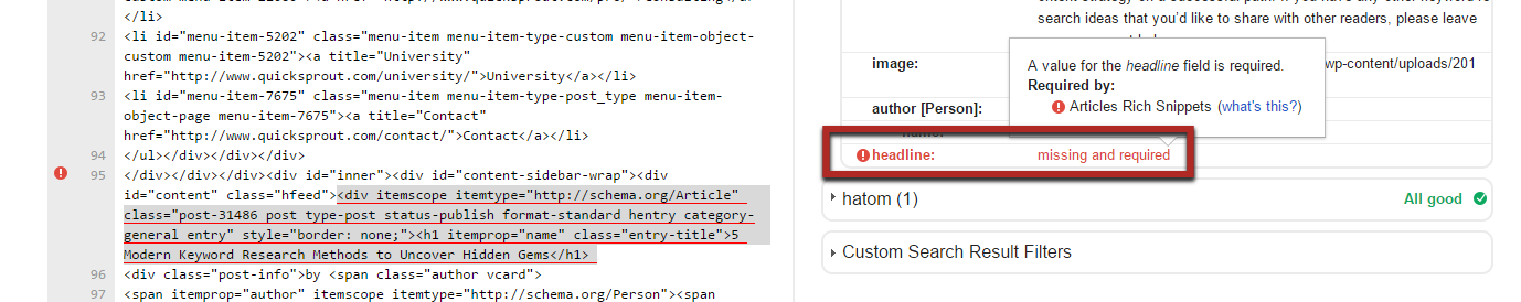 image27 Image of the same error issue stating a missing headline.