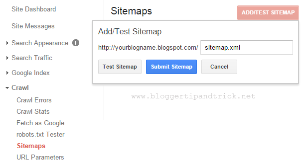 Enter address of new sitemap example