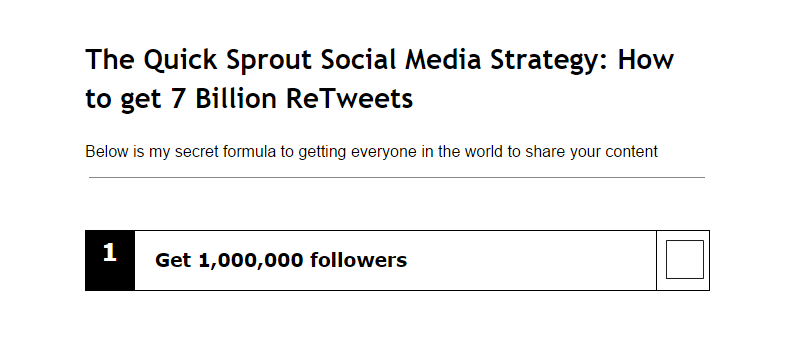 The Quick Sprout Social Media Strategy: How to get a 7 Billion ReTweets example.
