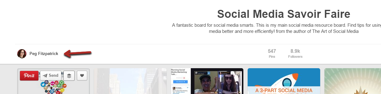 Pinterest name and profile page example.