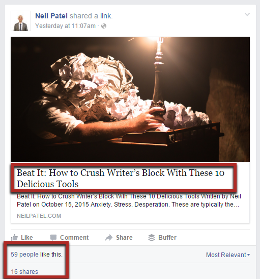 Example post by Neil Patel