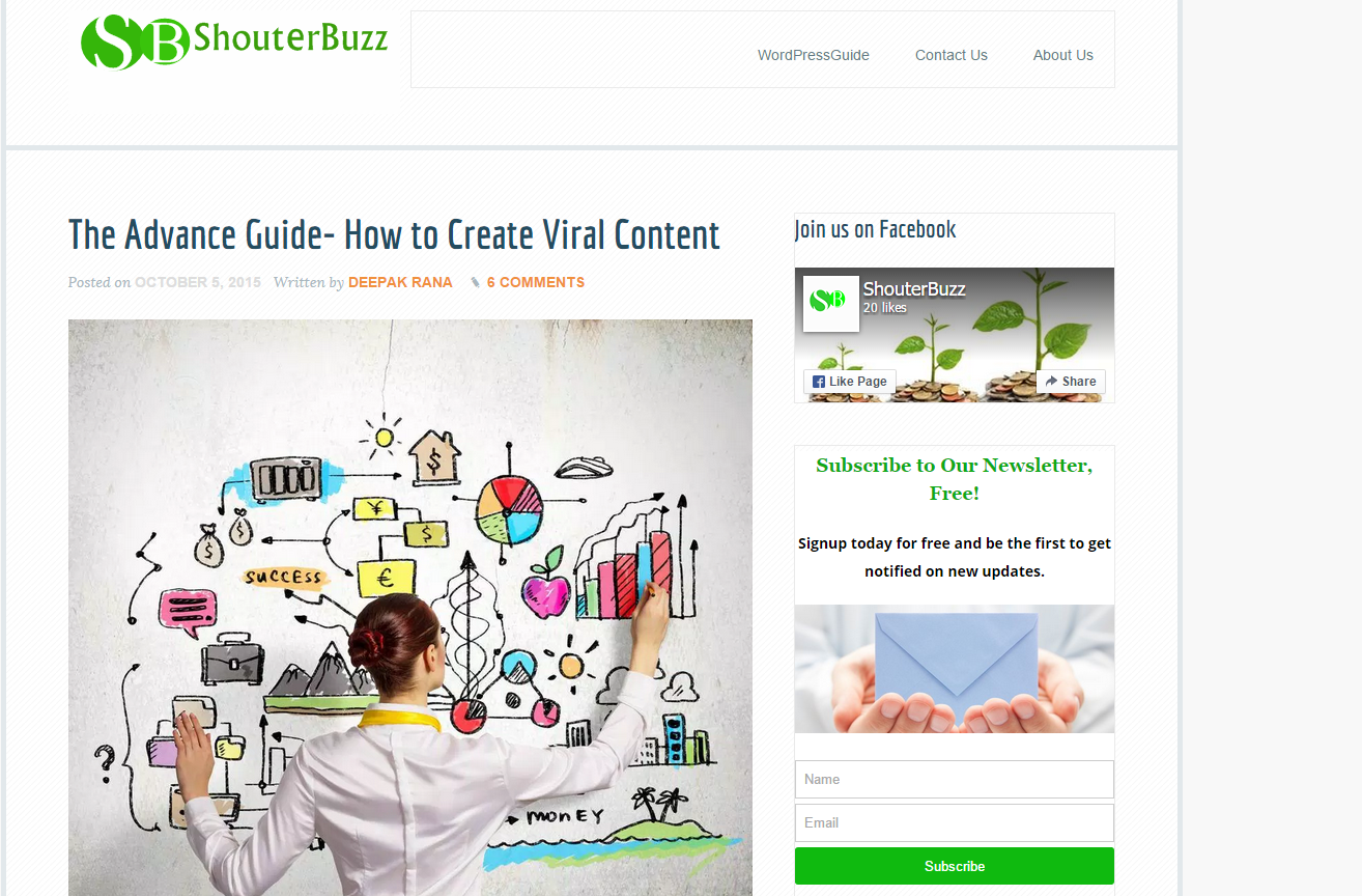 ShouterBuzz homepage.