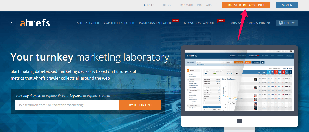 Ahrefs content marketing tool example