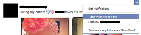Facebook I don't want to see this and unfollow features.