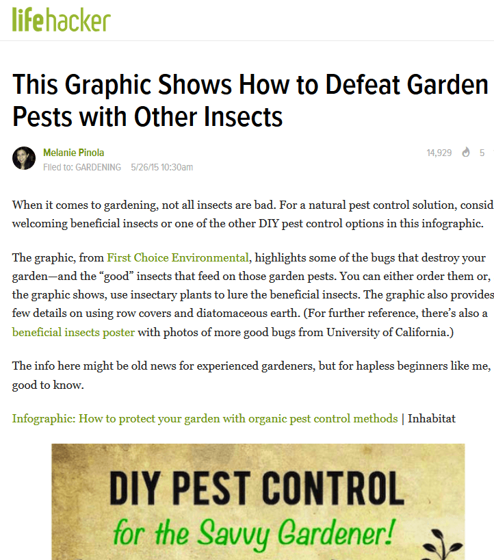 lifehacker blog: This graphic shows how to defeat garden pests with other insects example.