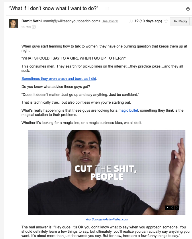 Example email from Ramit Sethi