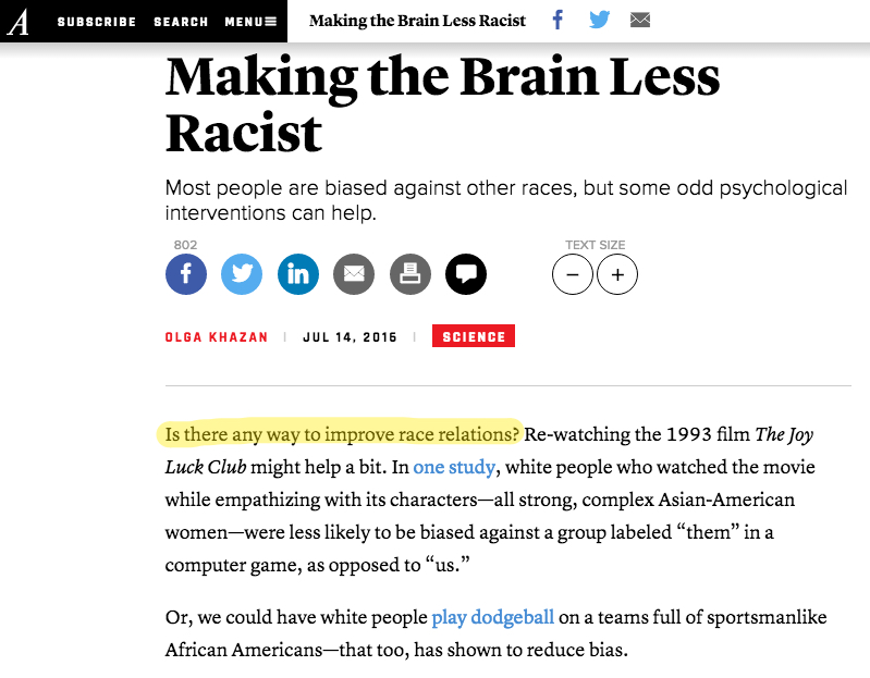 how to write an introduction for an article Making the Brain Less Racist by Olga Khazan introduction to article example