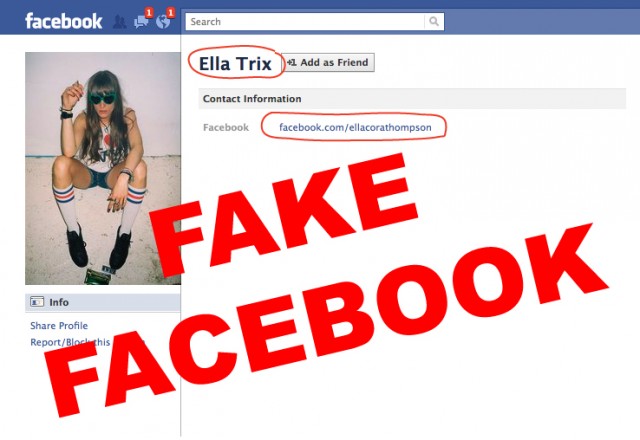 Example of a fake Facebook Profile.