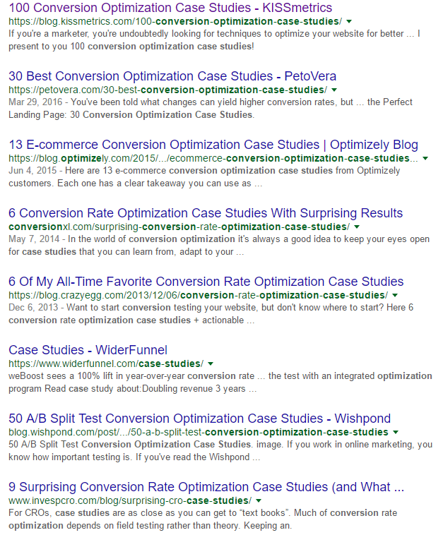 Screenshot of Googe organic search. 